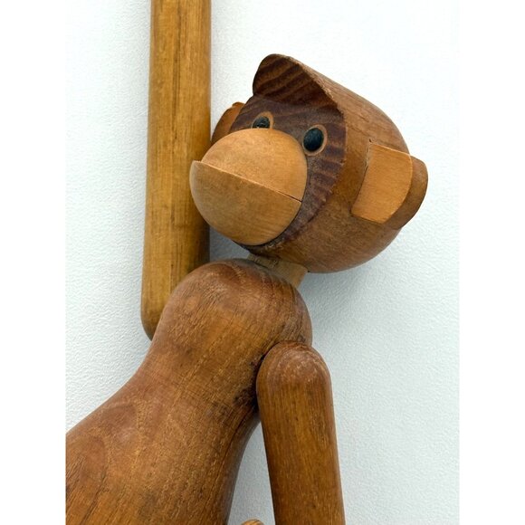 Teak Jointed Hanging Wooden Monkey Bojesen Style Japan With Tail - Picture 1 of 7